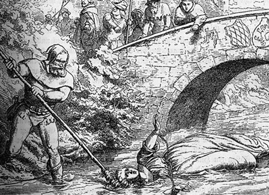 Zeichnung von der Ermordung Agnes Bernauers ©Bildarchiv der Bayerischen Staatsbibliothek