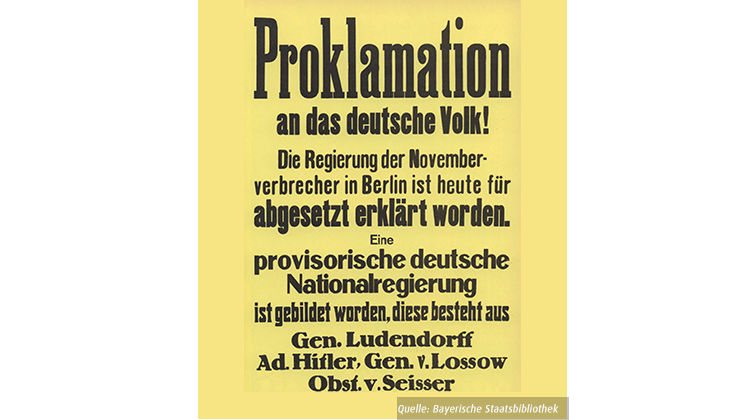 Bild von einem Flugblatt im Rahmen des HItler-Putsches von 1923
