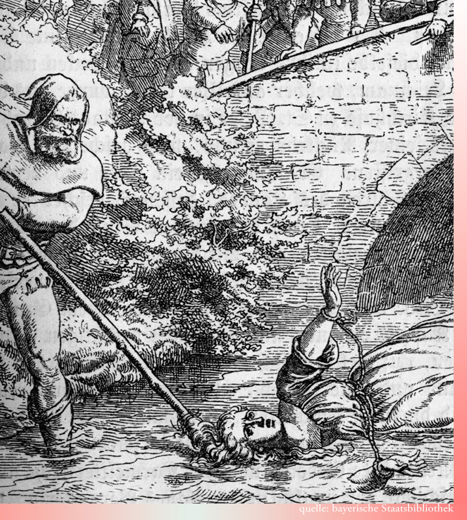 Zeichnung der Ermordung der Agnes Bernauer