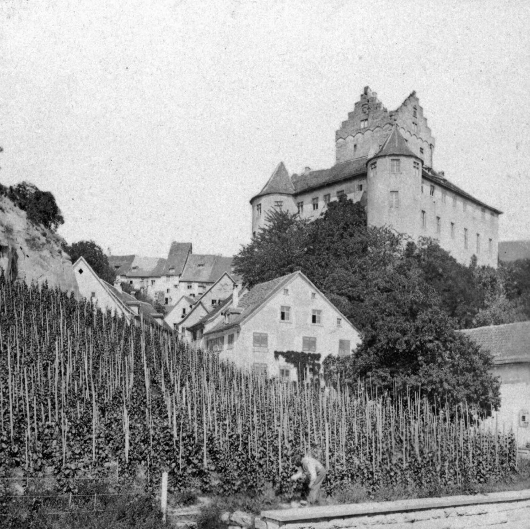 Foto der Meersburg am Bodensee aufgenommen zwischen 1870-1895