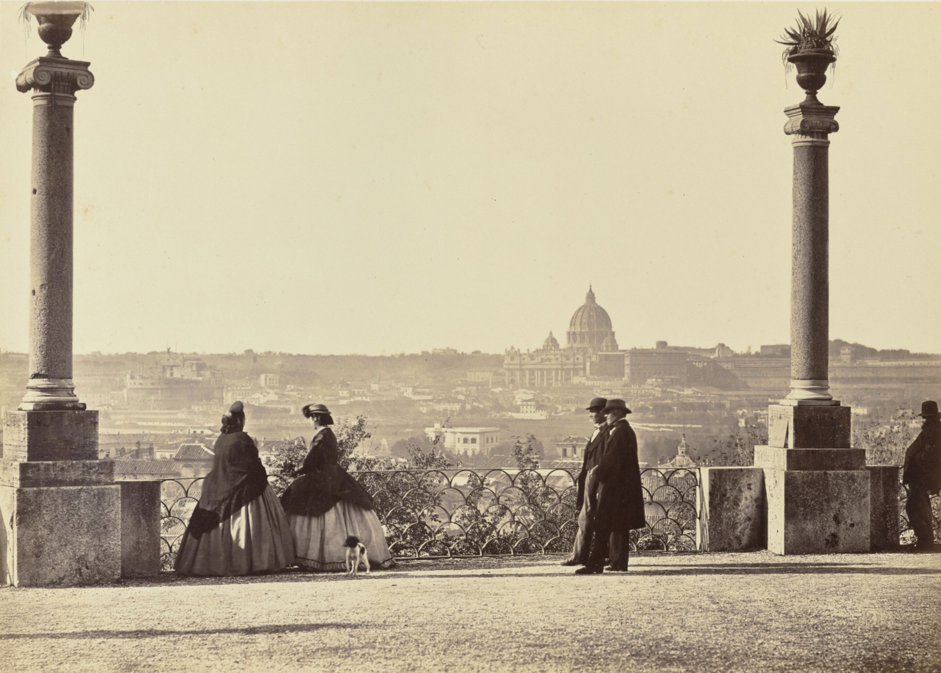 Blick vom Belvedere auf Rom mit Engelsburg und Sankt Peter 1856/57