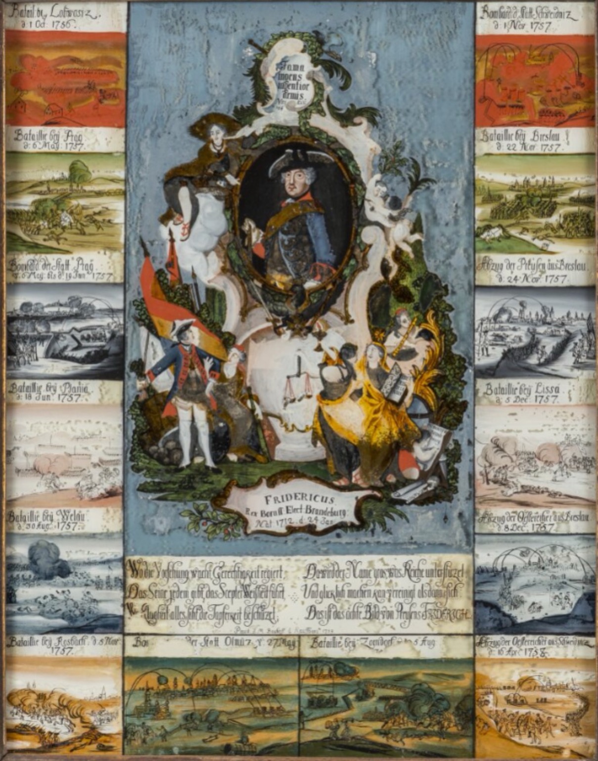 Hinterglasbild vom Siebenjährigen Krieg