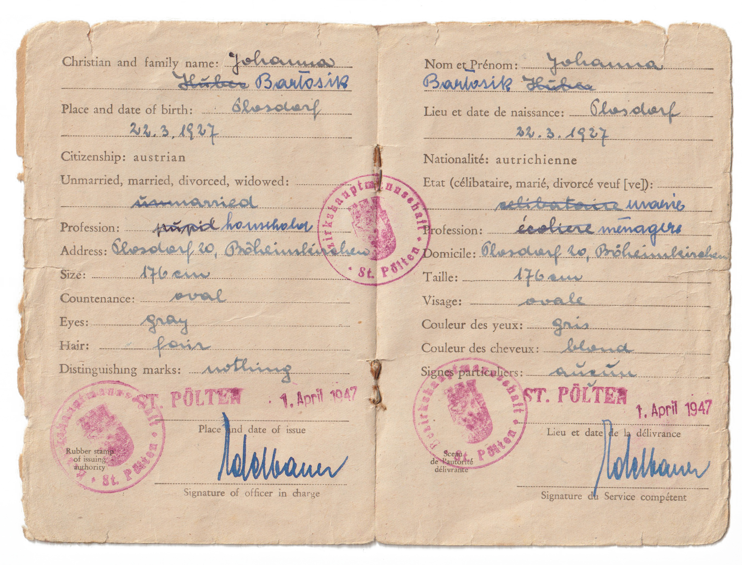 ID-Card englisch/französisch