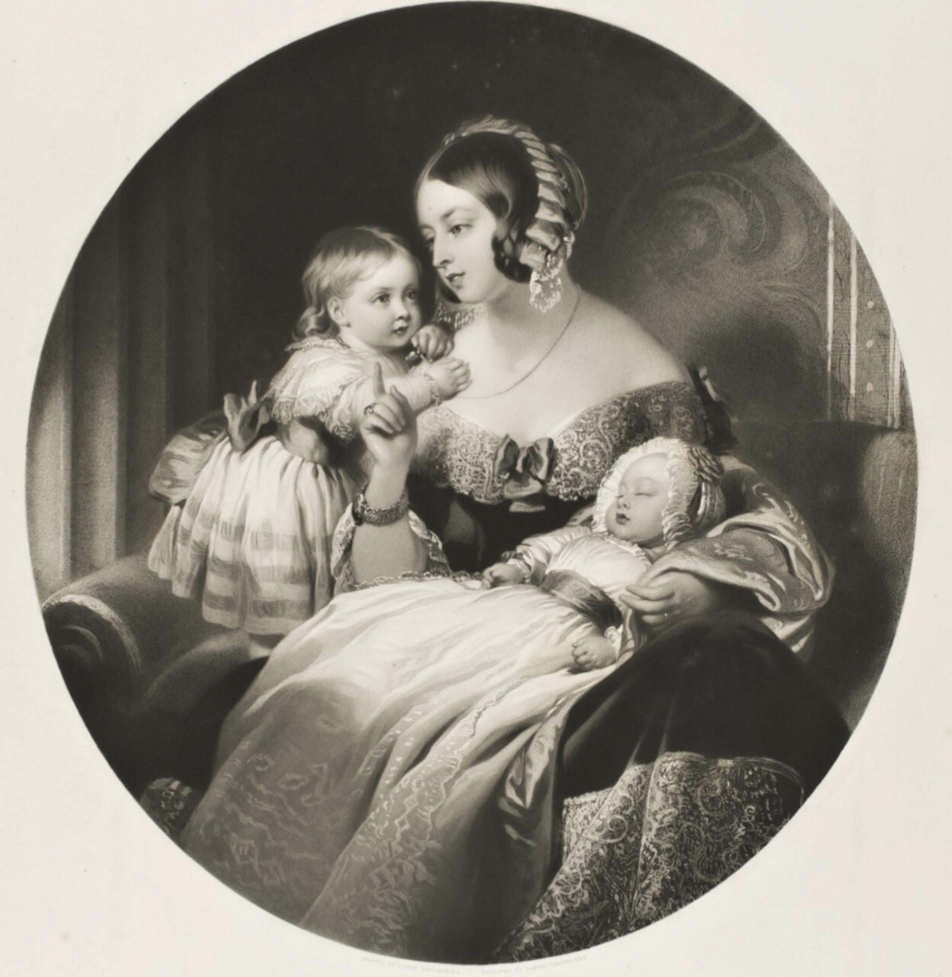 Queen Victoria mit Tochter Victoria und Sohn Albert Eduard