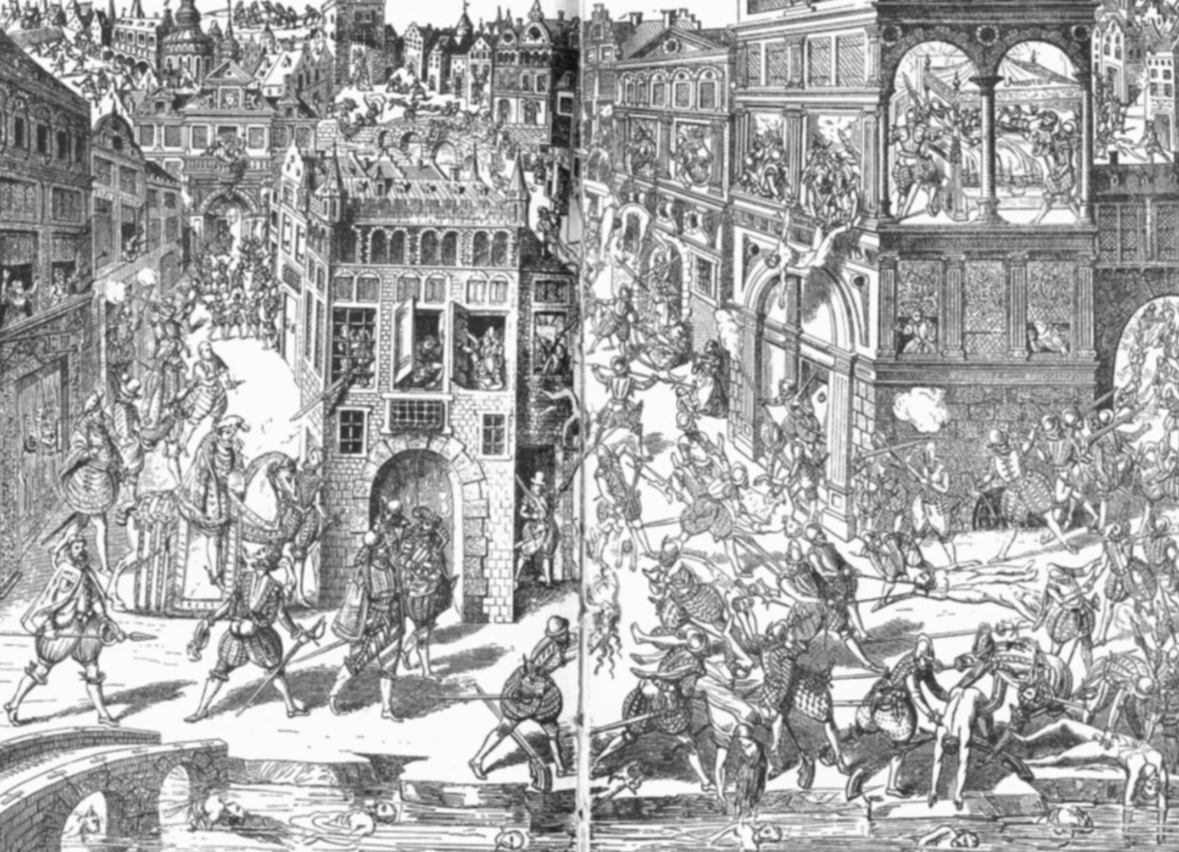 Bild zeigt nachgezeichnete Schlacht im Hugenotten Krieg