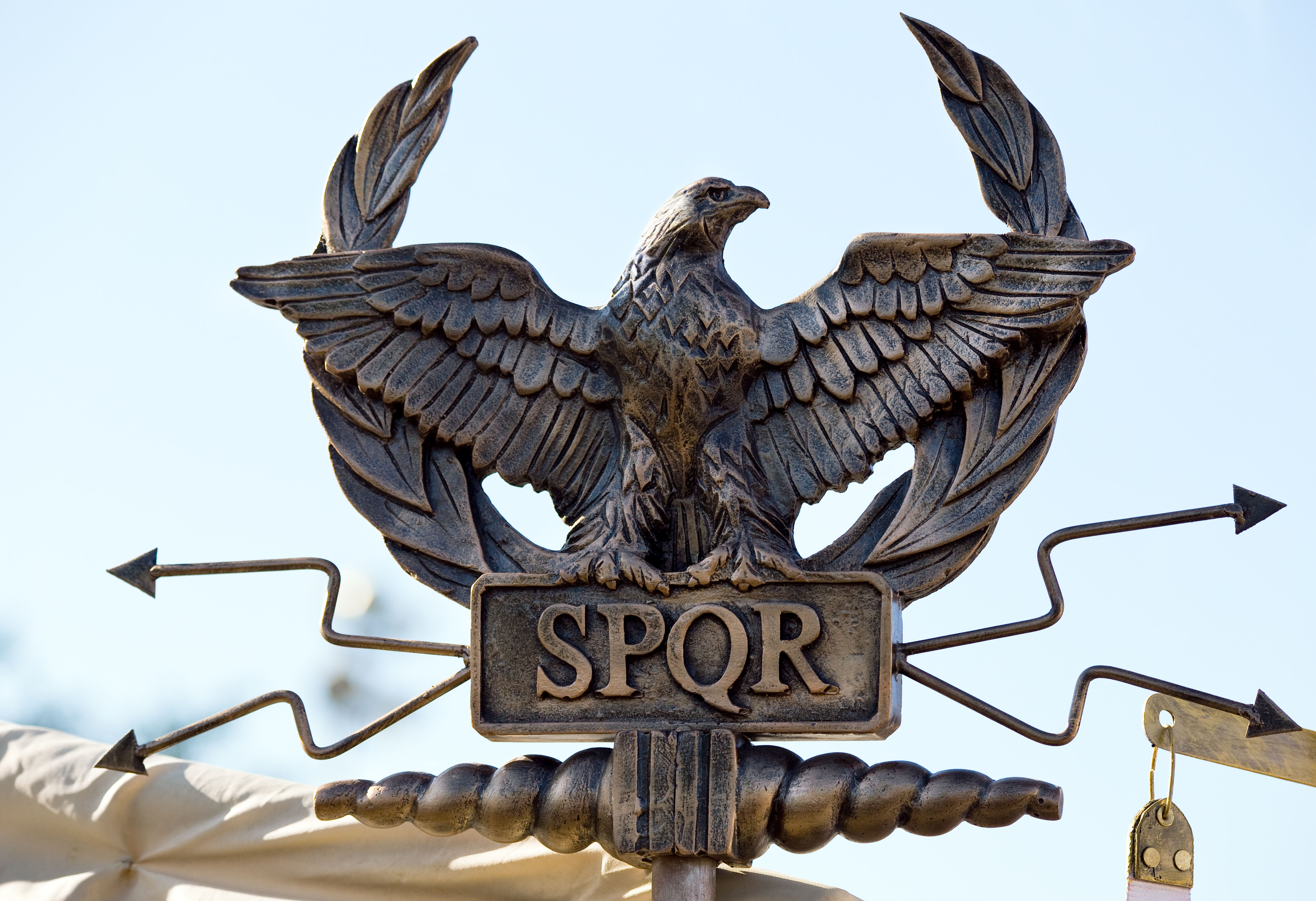 SPQR Schriftzug und Adler des Imperium Romanum