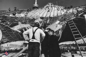 Bau Stadiondach Olympiastadion M&uuml;nchen &copy; Bayerische Staatsbibliothek