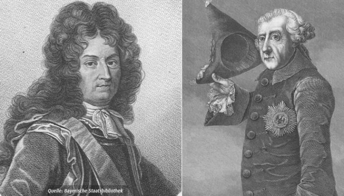 Zeichnung von Ludwig XIV. und Friedrich II. von Preußen © Bayerische Staatsbibliothek