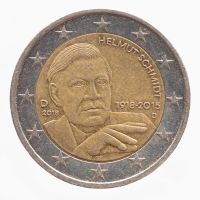 2 € Münze mit dem Porträt von Helmut Schmidt
