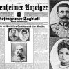 Franz Ferdinand und Sophie und Abbildung eines Zeitungsartikels über ihre Ermordung © Rosenheimer Anzeiger 1914/Digitale Sammlungen