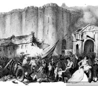 Zeichnung vom Sturm der Bastille