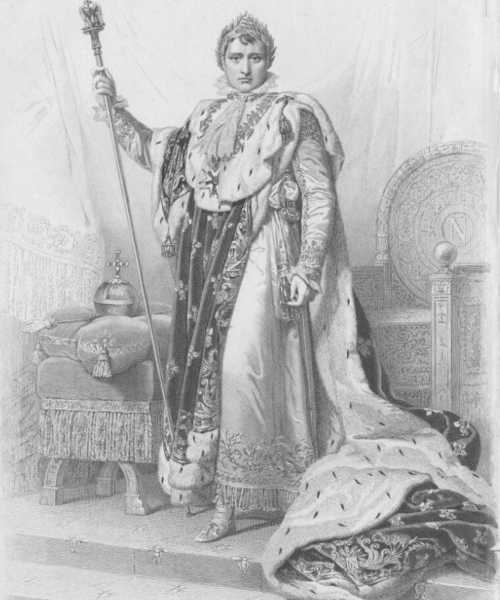 Zeichnung von Napoleon im Kaisergewand