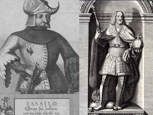 Zeichnung von Tassilo und Karl dem Großen ©       Bildarchiv der Bayerischen Staatsbibliothek/Historischer Verein von Oberbayern