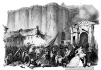 Zeichnung, welche den Sturm auf die Bastille 1789 zeigt