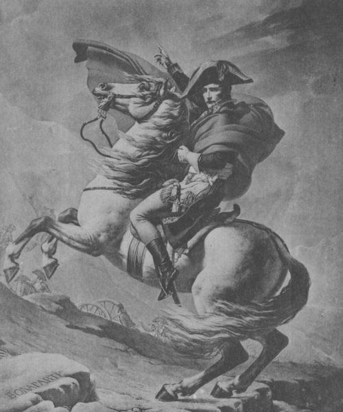 Berühmtes Gemälde von Napoleon auf einem steigenden Pferd