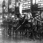 Barrikaden am bayerischen Kriegsministerium in der M&uuml;nchner Sch&ouml;nfeldstra&szlig;e &copy; Bayerische Staatsbibliothek Bildarchiv hoff-6604