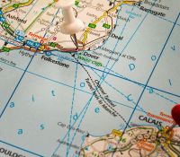 Landkarte mit Calais und Dover