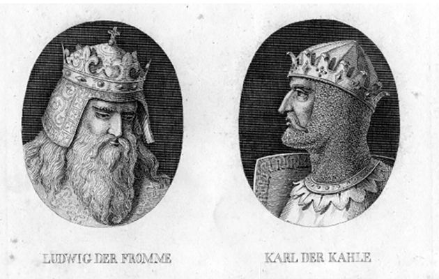 Zeichnung von Ludwig dem Frommen und Karl dem Kahlen © Bildarchiv der Bayerischen Staatsbibliothek