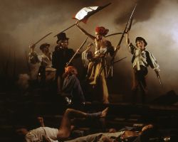 Nachstellung des Bildes Freiheit fuer das Volk von Delacroix