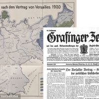 Deutschland Karte nach Versailles und Artikel der Grafinger Zeitung