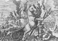 Allegorie auf den 30jährigen Krieg - eine Bestie wütet auf einem Schlachtfeld