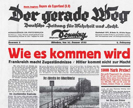 Foto der einer Titelseite der Zeitung "Der Gerade Weg"