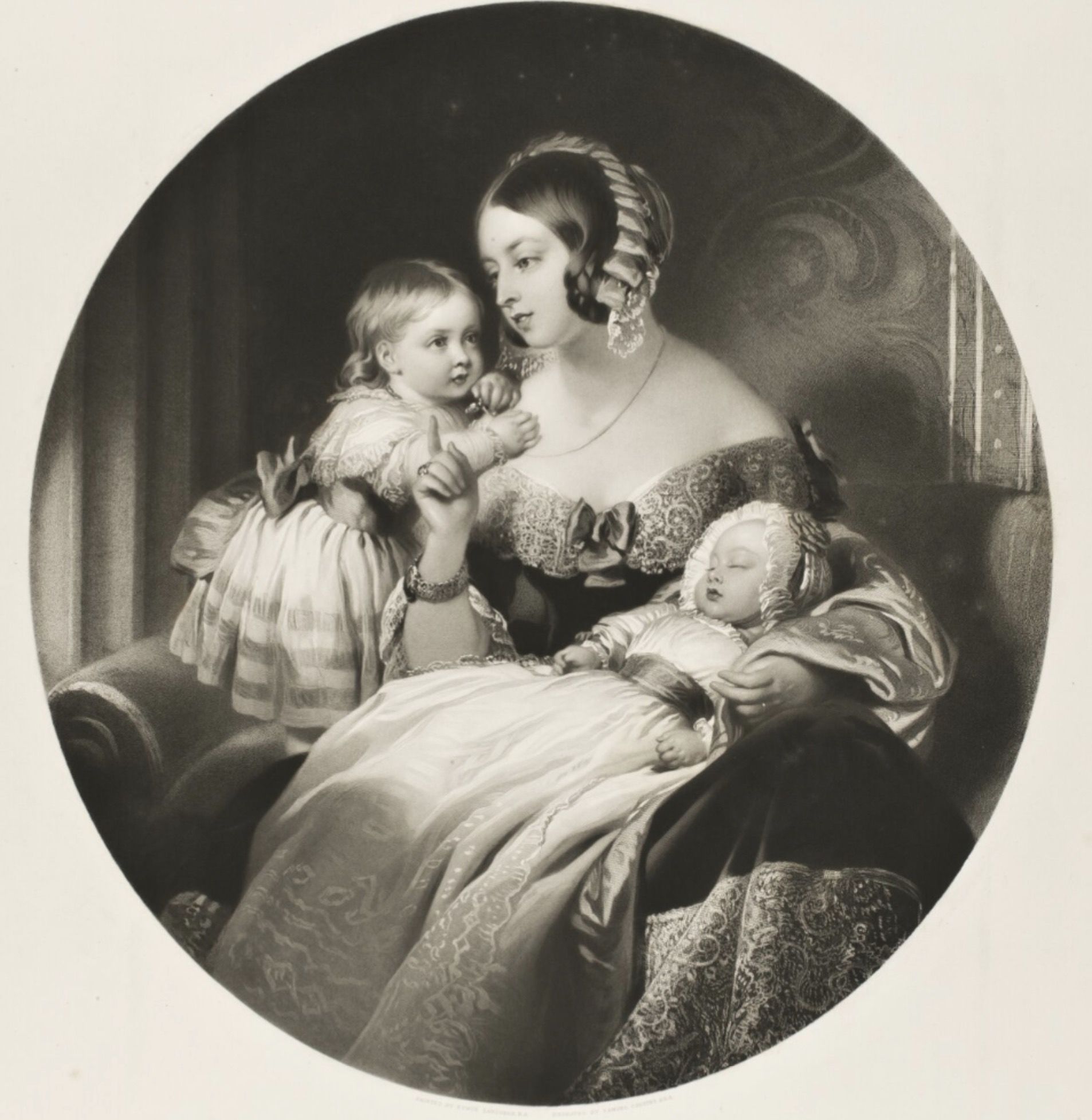 Queen Victoria mit Tochter Victoria und Sohn Albert Eduard