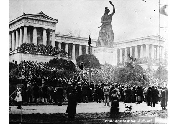 Fotografie der Münchner Theresienwiese und Bavaria aus dem Jahr 1918