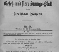 Gesetzblatt zum neuen Freistaat Bayern