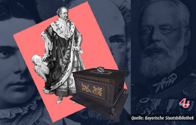 Grafik mit König Maximilian Joseph I. Bayern und Verfassungslade