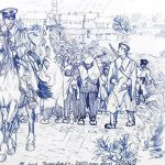 Zeichnerische Darstellung der Todesmärsche © Bildarchiv der Bayerischen Staatsbibliothek