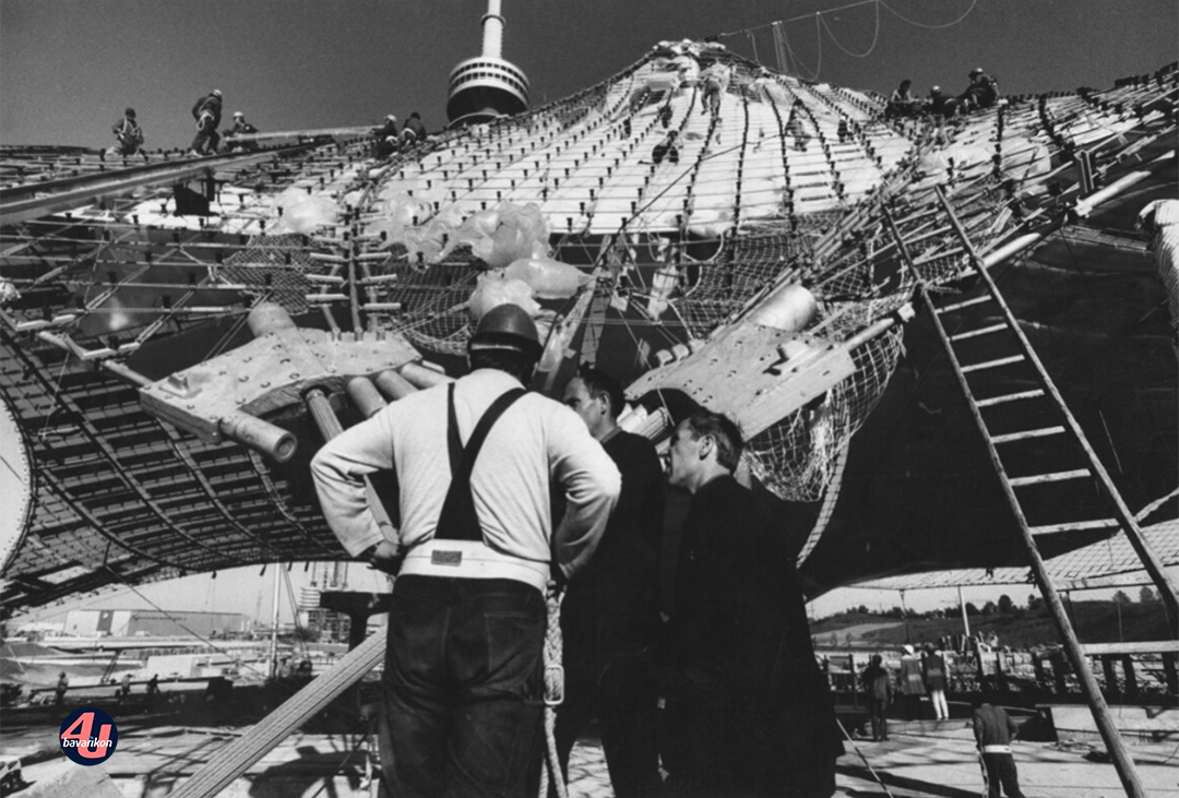 Bau Stadiondach Olympiastadion München © Bayerische Staatsbibliothek