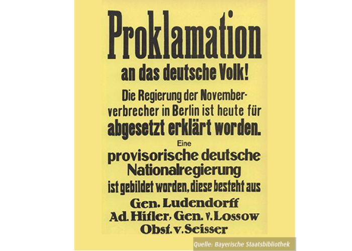 Bild von einem Flugblatt im Rahmen des HItler-Putsches von 1923