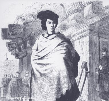 Zeichnung von Marie als Kämpferin auf der Festung Gaeta