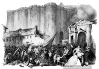 Zeichnung, welche den Sturm auf die Bastille 1789 zeigt