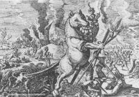 Allegorie auf den 30jährigen Krieg - eine Bestie wütet auf einem Schlachtfeld