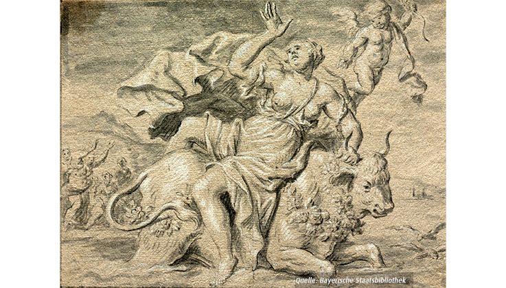 Zeichnung vom Raub der Europa 18. Jh. © Universitätsbibliothek Erlangen-Nürnberg