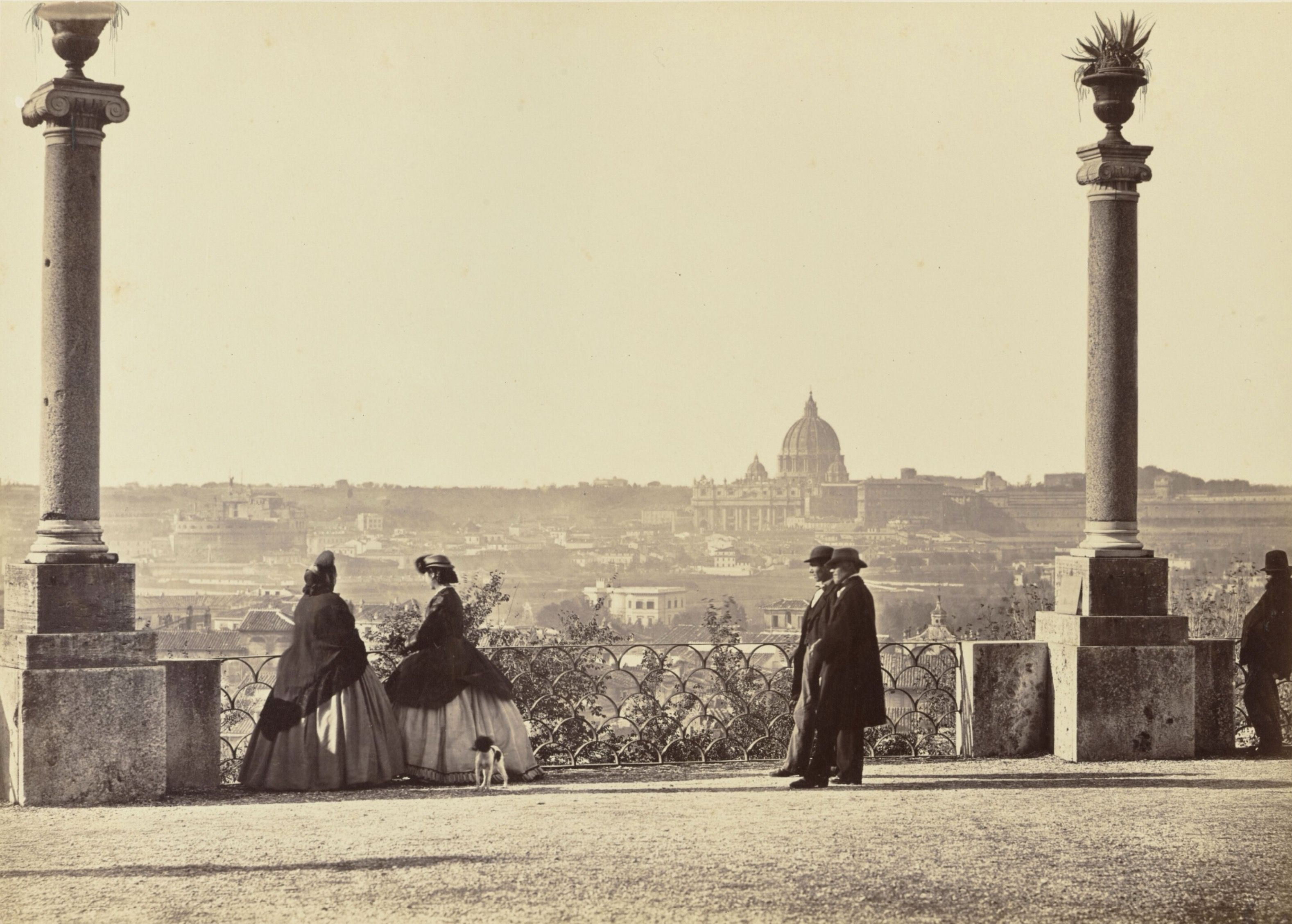 Blick vom Belvedere auf Rom mit Engelsburg und Sankt Peter 1856/57